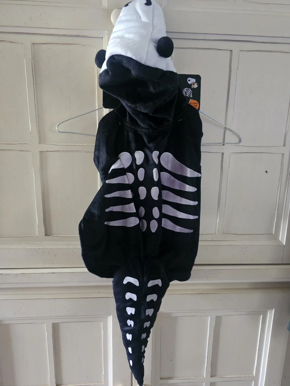 Glow-in-the-Dark Dog Dinosaur Skeleton Costume - Sz Medium